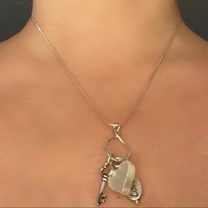 Sterling Silver Heart, Key and Love Necklace